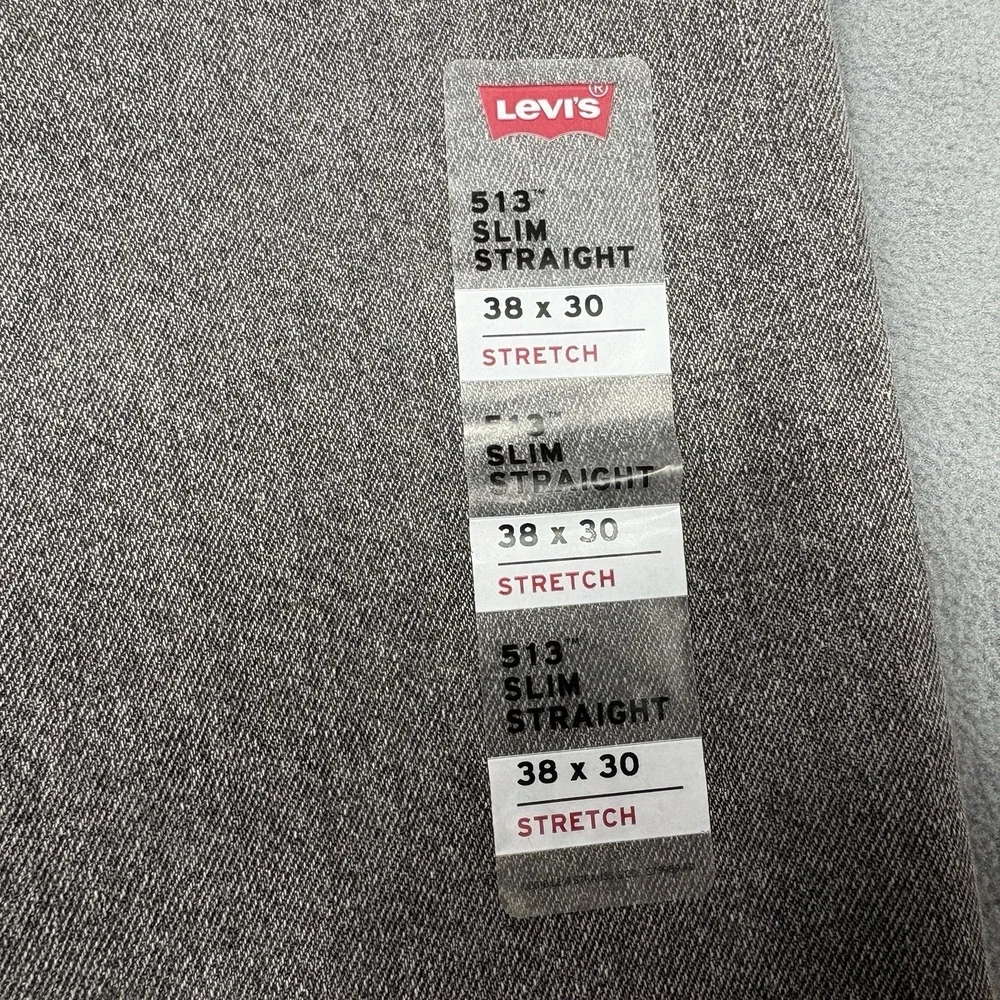 NEW Levi's 513 Slim Straight Jeans Men's Size 38x30 Gray Stretch Denim